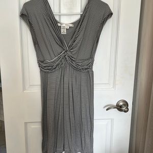 Gray and white striped casual dress